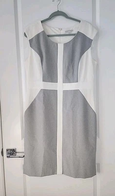 Vestido Sandra Darren para mujer talla 16 verde y blanco hasta la rodilla adornos de red  Foto 1 de 4