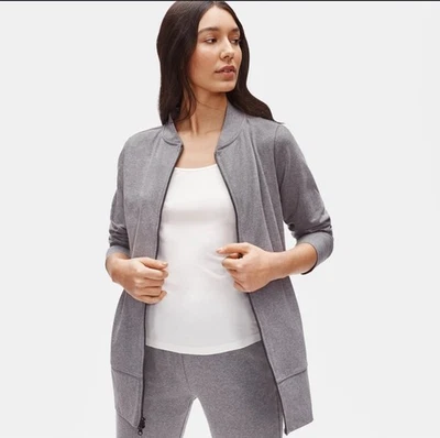 CHAQUETA DE VUELO ELÁSTICA DE ALGODÓN ORGÁNICO JASPEADO EILEEN FISHER para mujer talla pequeña Foto 1 de 4