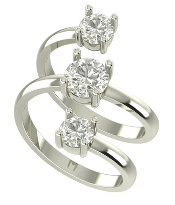 2 Ct White Round Cut Vvs1 Real Moissanite Wedding Ring Sterling Silver Size 7 - Image 1 of 4