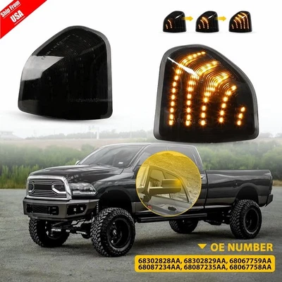 Luces de señal de espejo lateral LED ámbar con lente ahumada para Ram 1500 2500 3500 2011-2018 Foto 1 de 4