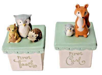 Babys First Tooth & First Curl Keepsake Boxes w Lids - Baby Shower Boy/Girl Gift - Image 1 of 4