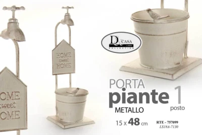 VASO FONTANA ANTICATO PORTA PIANTA BIANCO SECCHIO UCCELLINO VINTAGE RETRò h48*15 - Immagine 1 di 4