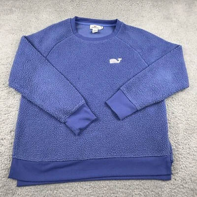 Sudadera Vineyard Vines Mujer Azul Mediana Sherpa Polar Raglán Pullover Crew Foto 1 de 4