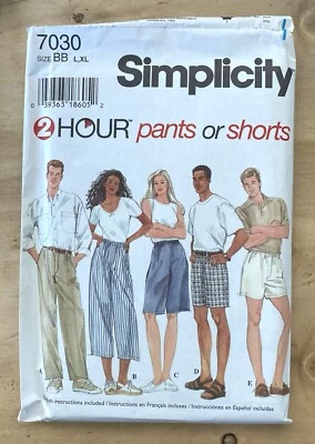 Simplicity 7030 2 Hour Pants Shorts Adult Unisex L-XL Uncut  - Image 1 of 2