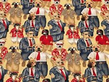 Anthropomorphic Dog Fabric Dog Eat Dog Puppy Canines in Clothes MODA OOP  1/2 Yd