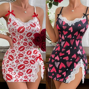 Sexy Women's Lingerie Lips Heart Sleepwear Nightwear Valentine's Day Dress Gift - Picture 1 of 30