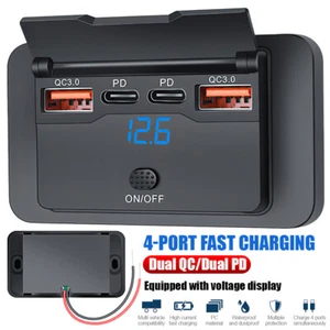 Car PD Type-C USB Port Fast Charger DC12V-24V Socket Power Outlet Panel Charger - Picture 1 of 13
