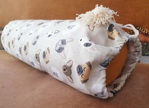 Large YOGA meditation bolster organic puppies buckwheathusk 21x62cm handmade UK - Picture 1 of 8