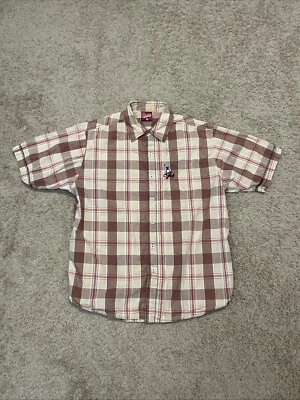Vintage SHADY LTD Shirt Mens M Tan Plaid Button Up Short Sleeve Y2K Eminem Rap - Image 1 of 4