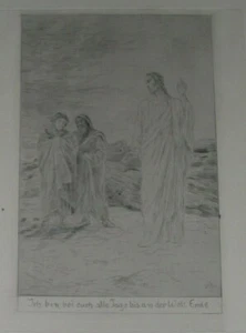 Christus mit Nachfolgern Radierung, Wilhelm Steinhausen gelisteter deutscher Künstler - Bild 1 von 3