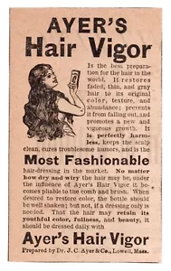 c1880s Ayer's Hair Vigor Quack Medicine Elixir Women's Beauty Antique Print Ad - Picture 1 of 1