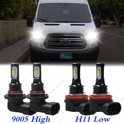 FOR Ford Transit-150/250/350/350 HD 2015-2019- 4x LED Headlight Bulbs Hi/Lo beam - Image 1 of 4