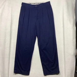Polo Pleated Golf Pants Men's 34x30 measures 32x28 Navy Blue Cotton Blend - Picture 1 of 12