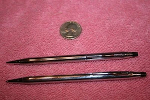 Vintage Set of Silver-Tone Cross Pen & Pencil Made in USA Black Top - Picture 1 of 1