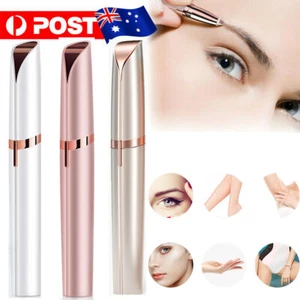 Eyebrow Trimmer Electric Facial Hair Remover Finishing LED Rechargeable Light Au - Picture 1 of 15