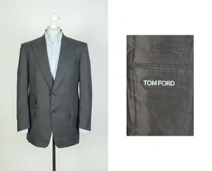 Mens Tom Ford Wool Button Gray Jacket Blazer Suit Size 54 - Picture 1 of 17
