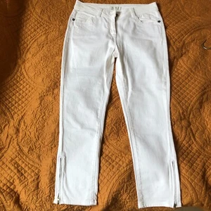 Rocha John Rocha Ankle Length Ivory White Jeans with ankle zips size 12 - Picture 1 of 7