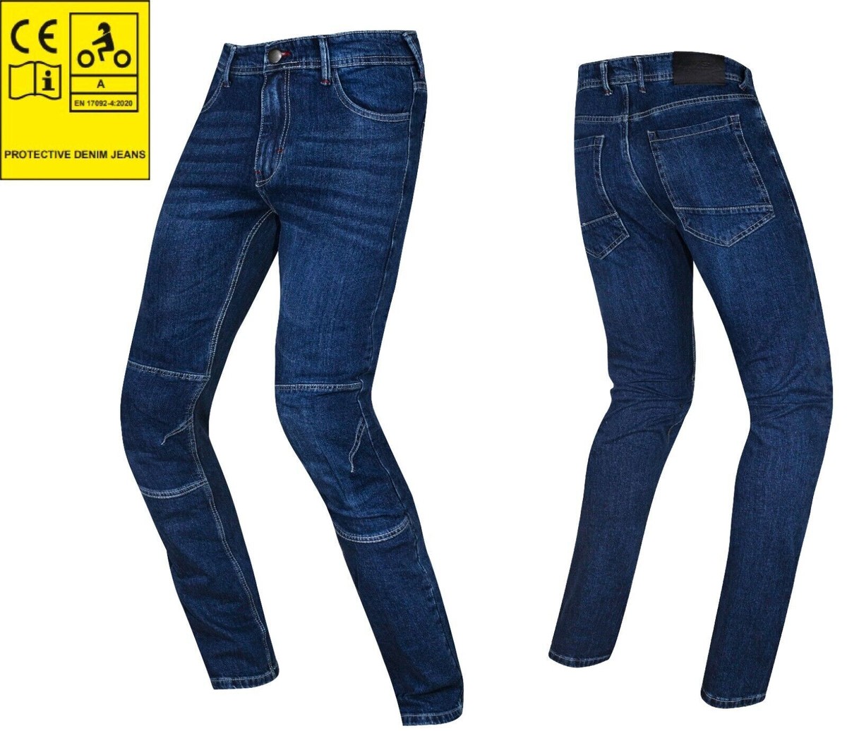 Jeans Da Moto Uomo Con Protezioni - Pantaloni Rinforzati Slim Fit Per Biker - Foto 2