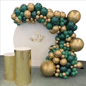 Ballonbogen Set - Metallic Gold/Grün 123 Teile, Geburtstage, Hochzeiten - Bild 1 von 7
