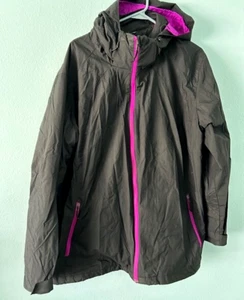 Columbia Donna 3X Interchange Giacca con Cappuccio Nero e Viola Tessuto Impermeabile - Foto 1 di 11