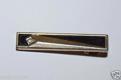 WOW Corbata Anson Vintage Mediados de Siglo Moderna Imitación Diamante Ónix Negro y Dorado Foto 1 de 4