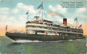 VINTAGE GOODRICH TRANSIT CO DAMPFERSCHIFF CHRISTOPHER COLUMBUS CHICAGO 1909 52523 - Bild 1 von 2