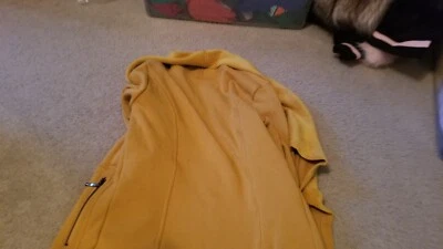 Nuevo con etiquetas Tom's Ware, abrigo con capucha de lana de algodón para mujer, mostaza, frente abierto, talla XS Foto 1 de 4