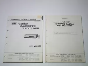 Sharp VC-381 VCR Schemi manuali di servizio originali ed elenco parti - Foto 1 di 15