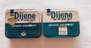 Dijene Fruit Flavour Tablets Tins x 2 + 2 Wrapped Tabs-2Boots Leaflet-Chemist St - Picture 1 of 21