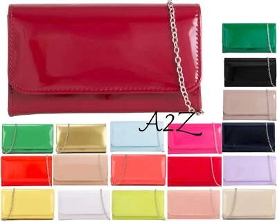 A2ZUKFASHION Damen einfache Patent Clutch Handtasche Kette Abend Party Mode Schultertasche Abschlussball