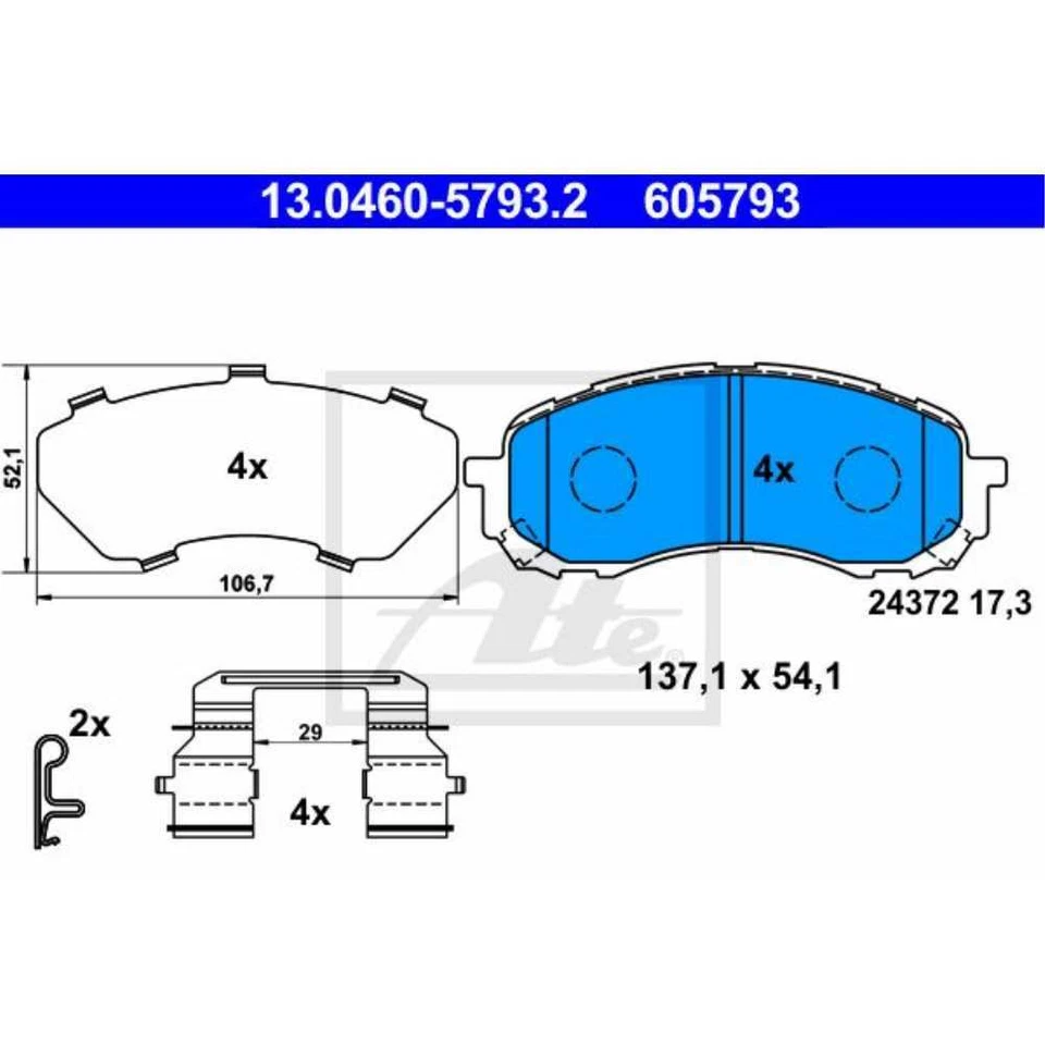 ATE Plaquettes De Frein 13.0460-5793.2 Pour Subaru Legacy V Break BR - Photo 1/1