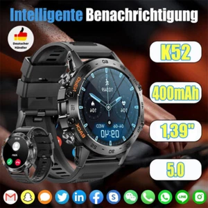 Smartwatch,Herren Militär mit Telefonfunktion Sprachassiste Blutdruckmessung-Spo - Zdjęcie 1 z 17