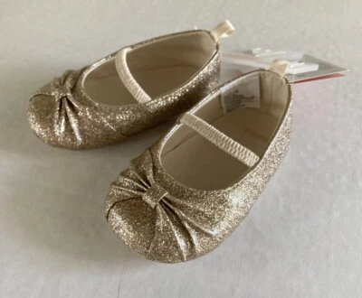 Новый с Ярлыками Gymboree медведь-y новый размер 04 золото блестящий бант кроватки туфли для 6-12 месяцев - Изображение 1 из 2