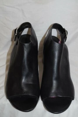 B Alexander Wang EUC Black Fine Leather MULES 10.5 SHOES Sandal Block Heel Metal - Image 1 of 4