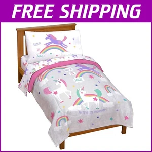 Adorable 4-Piece Toddler Bedding Set - Comforter & Sheets in Gray - Great Gift! - Picture 1 of 9