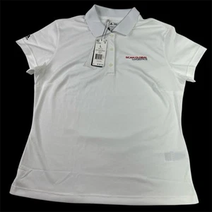 Adidas Climalite Cotton Polo Shirt White Large Scan Global Logistics Women’s NWT - Picture 1 of 9