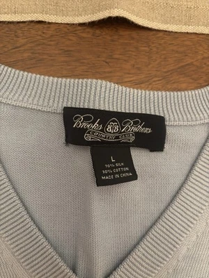 Свитер Brook Brothers с v-образным вырезом - синий цвет 70% шелк! - Изображение 1 из 3