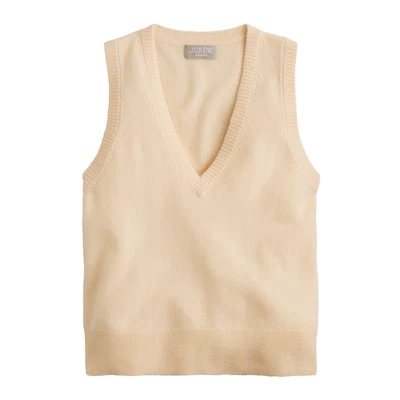 NWT J.Crew Cashmere V-neck Sweater-Vest in Buttercream Pullover Shell 2X - Image 1 of 3