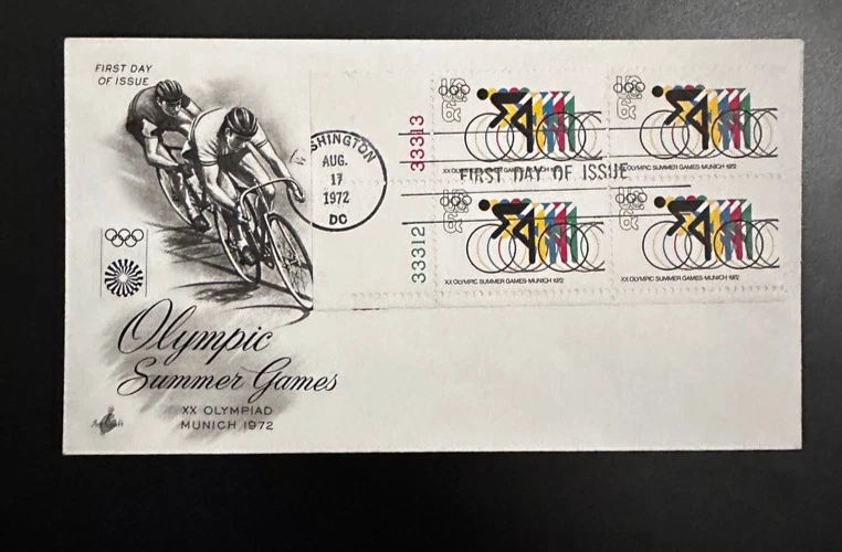 Sc 1460 Olympic Cycling ArtCraft SEV# 1 Black w/ Plate Block UA XF - Image 1 of 1