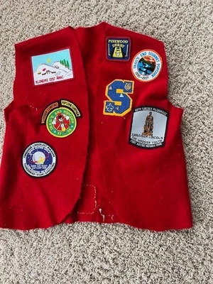 Boy Scouts of America; Red Patch vest; Self Made with patches - Image 1 of 4