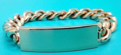 VTG Mens Gold Plated Speidel USA Curb Link ID Bracelet 8.6" - Image 1 of 4