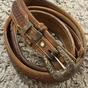 Cintura vintage anni 50 John McCabe argento sterling oro 10k pelle 3 pezzi LEGGI - Foto 1 di 8