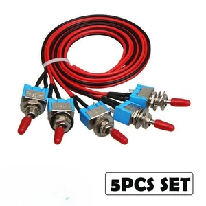 5PCS SET SPST Mini Toggle Switch Wires On/Off Metal Small Automotive Car Truck - Picture 1 of 6