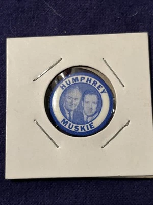 1968 Hubert Humphrey Ed Muskie Campaña Democrática Pin Botón Presidencial Foto 1 de 4