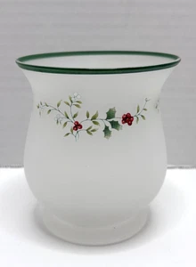 PFALTZGRAFF Winterberry Christmas Mini Frosted Hurricane Candle Holder - Picture 1 of 6