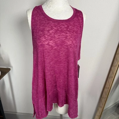 Camiseta sin mangas para mujer Marika entrenamiento transparente festivo fucsia grande talla grande 1X Foto 1 de 4