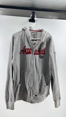 Толстовка с капюшоном на молнии Aeropostale серая 1987 состаренный красный логотип Y2K - Изображение 1 из 3