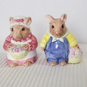 VTG The Good Co. Salt & Pepper Shakers Mice w/Flowers Mr & Mrs Cottagecore ©1989 - Picture 1 of 7