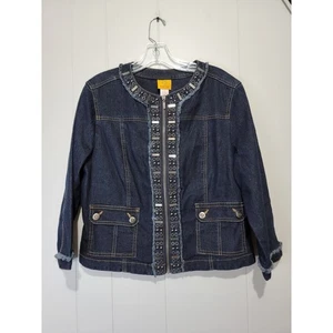 Ruby Rd. Women's Denim Jean Long Sleeve Jacket With Metal Accents Size 14 - Picture 1 of 4