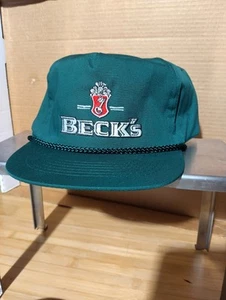 Gorra de béisbol vintage de los 80 sombrero de camionero tapa a presión malla; cerveza Beck's, verde - Imagen 1 de 5